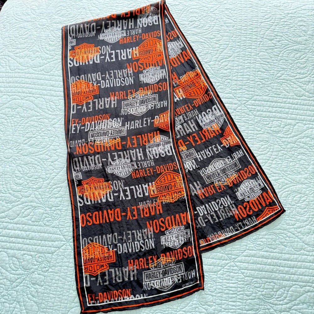 Vintage 1997 Harley Davidson 100%‎ Silk Scarf  Y2K